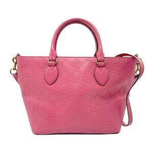 Auth GUCCI Guccissima Handbag Shoulder Bag Pink Leather - z2674